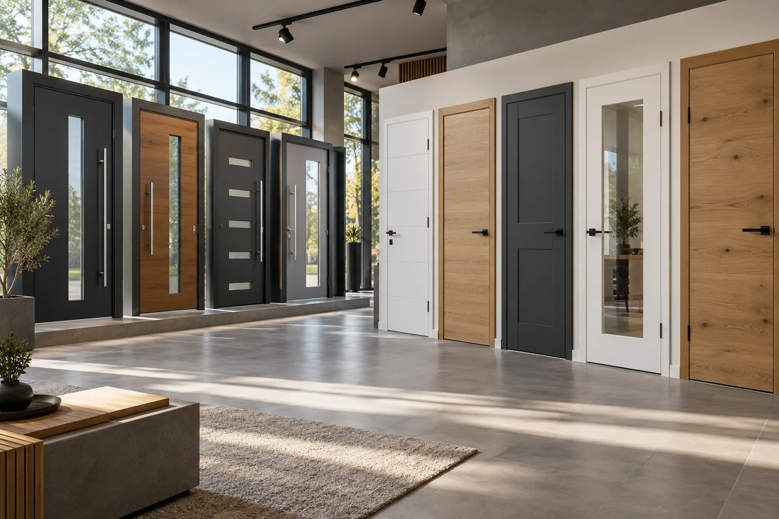 Interior doors and entrance door ranges in our Foshan showroom