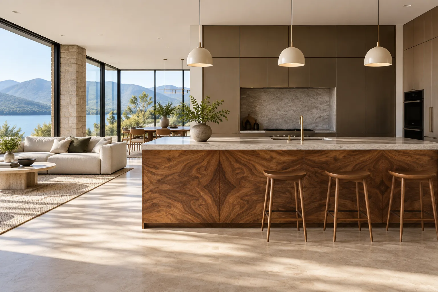 Wood veneer kitchen cabinets