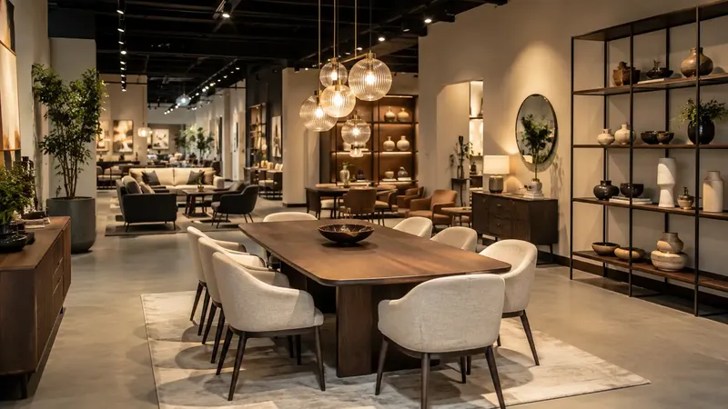 Visitors walking through the George Group retail showroom in Foshan