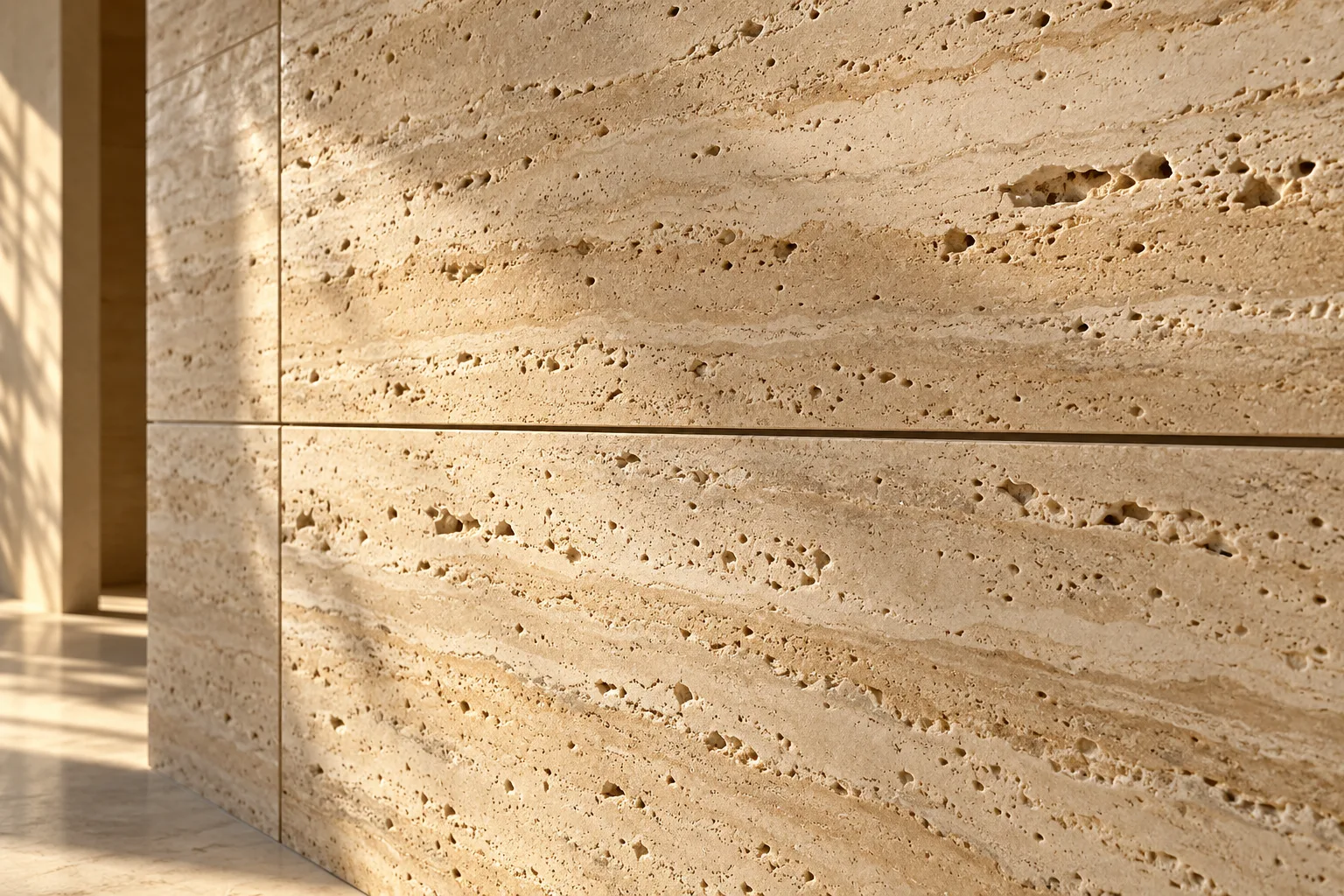 Travertine and limestone slabs